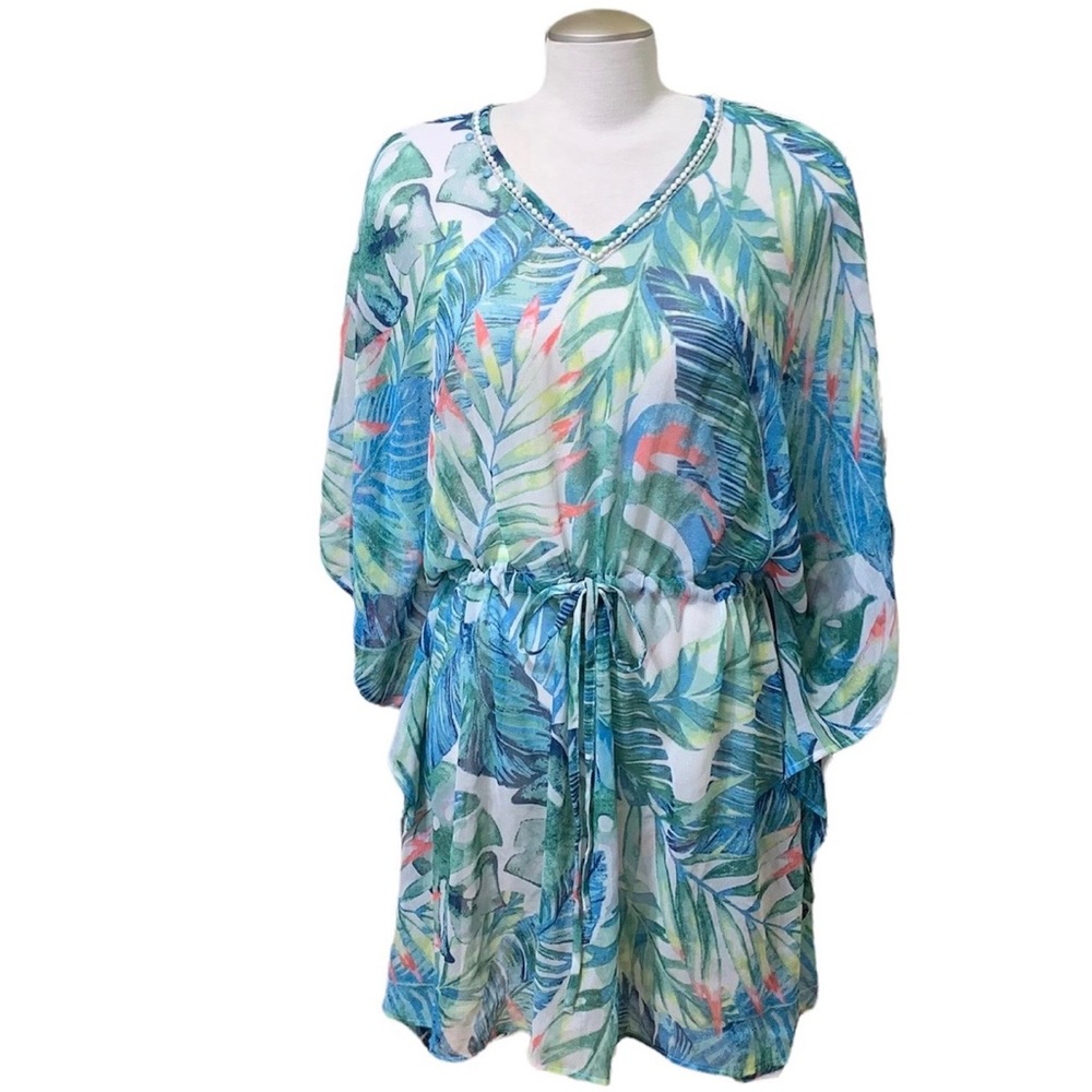 Artizan Robin Barre Blue Green Leaf Loungewear Cover Up